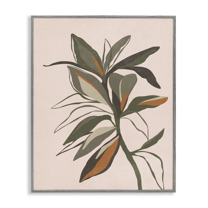 «Earthtone Boho Plant Grey», estampe numérique par Nataly White, H 30 po x l 24 po, Estampe numérique Farmhouse