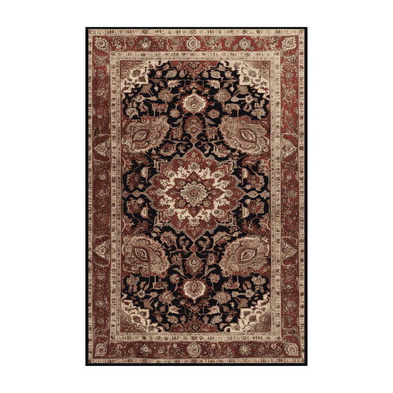 Machine Washable Persian Brown Area Rug, Rectangle 7' x 9'