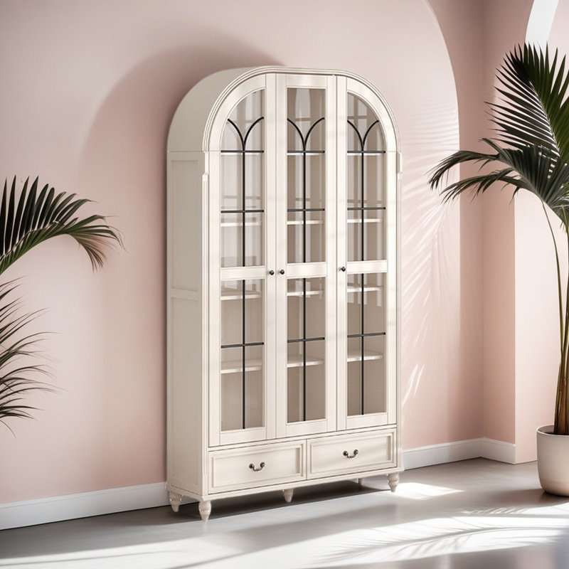 Arched Bookcase, (5 Shelves) 82.68"H x 57.87"W x 15.75" D
