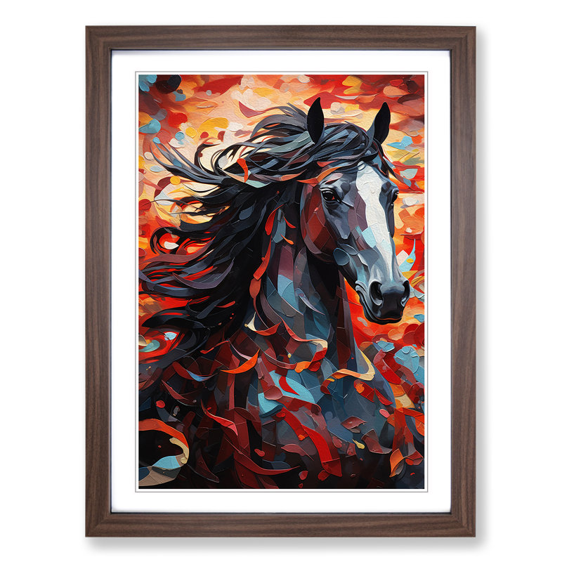 Shire Horse Orphism - Framed Print, 34cm H x 25cm W, Walnut Framed