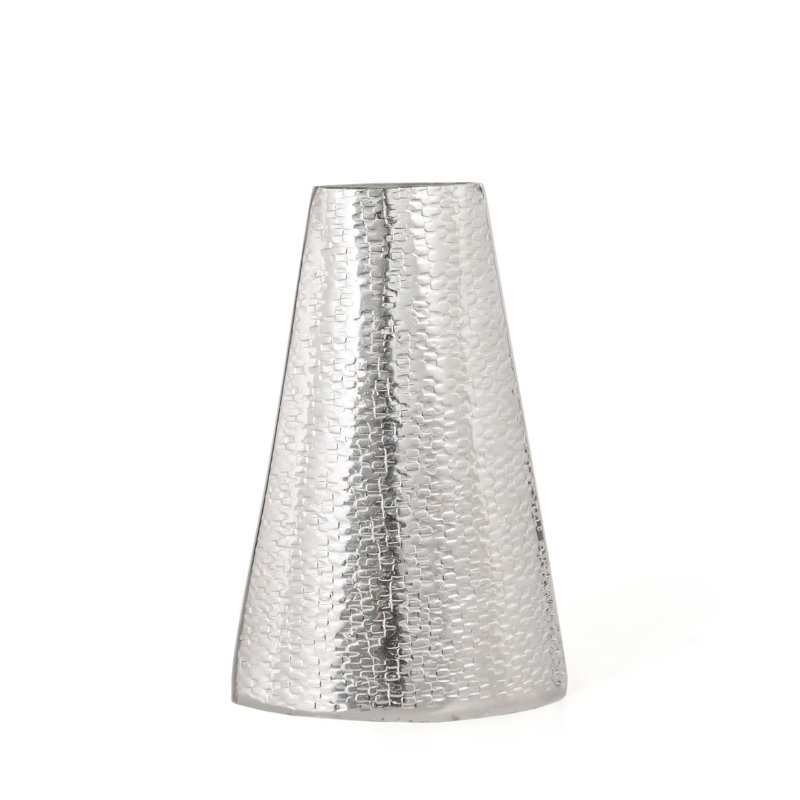Vase de table en métal Kirbo, Argent, H 10 po x l 6,5 po x P 4 po
