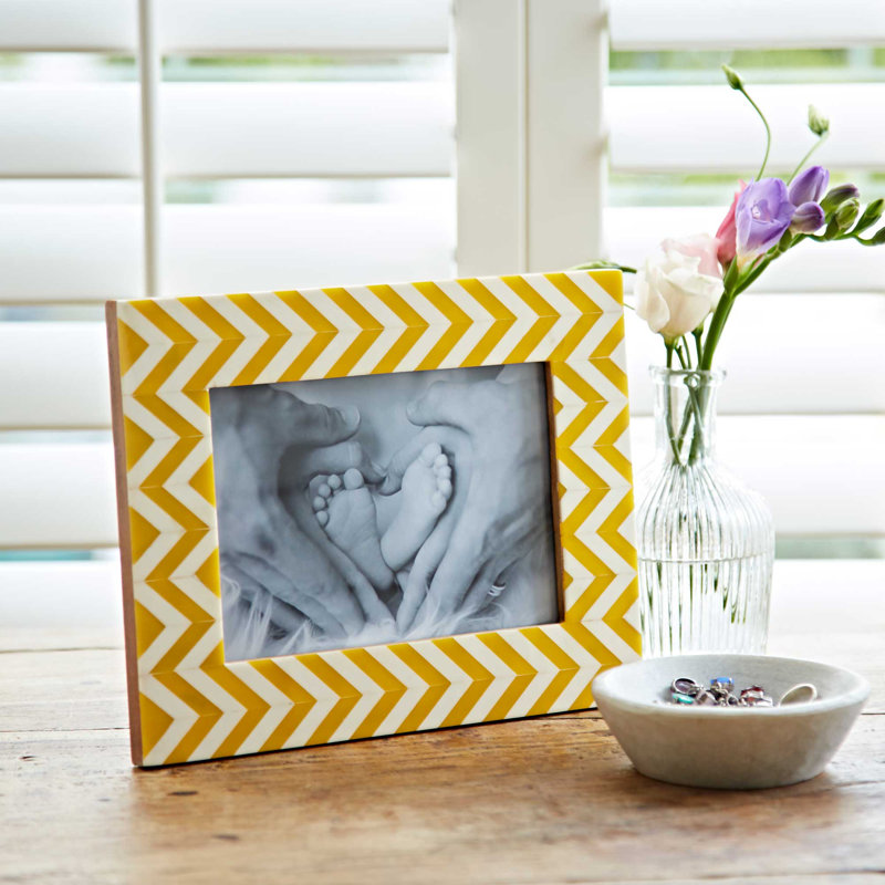 Yellow Chevron Patterned Photo Frame, 5" x 7"