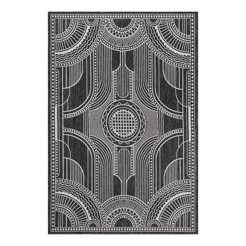 Tapis d'extérieur traditionnel intérieur / extérieur, Rectangle 6 pi 1 po x 9 pi