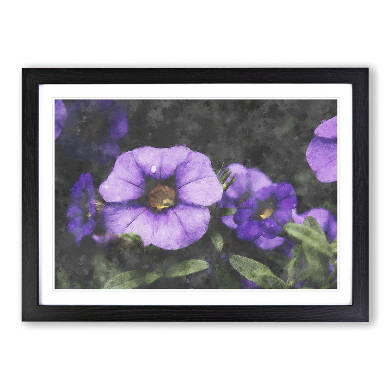 Purple Flowers - Framed Print, 27cm H x 36cm W x 2cm D, Black Framed