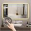 Miroir mural 29 po x 39 po noir avec coins arrondis, affichage de la température, lumière tricolore et fonction de désembuage-941237149