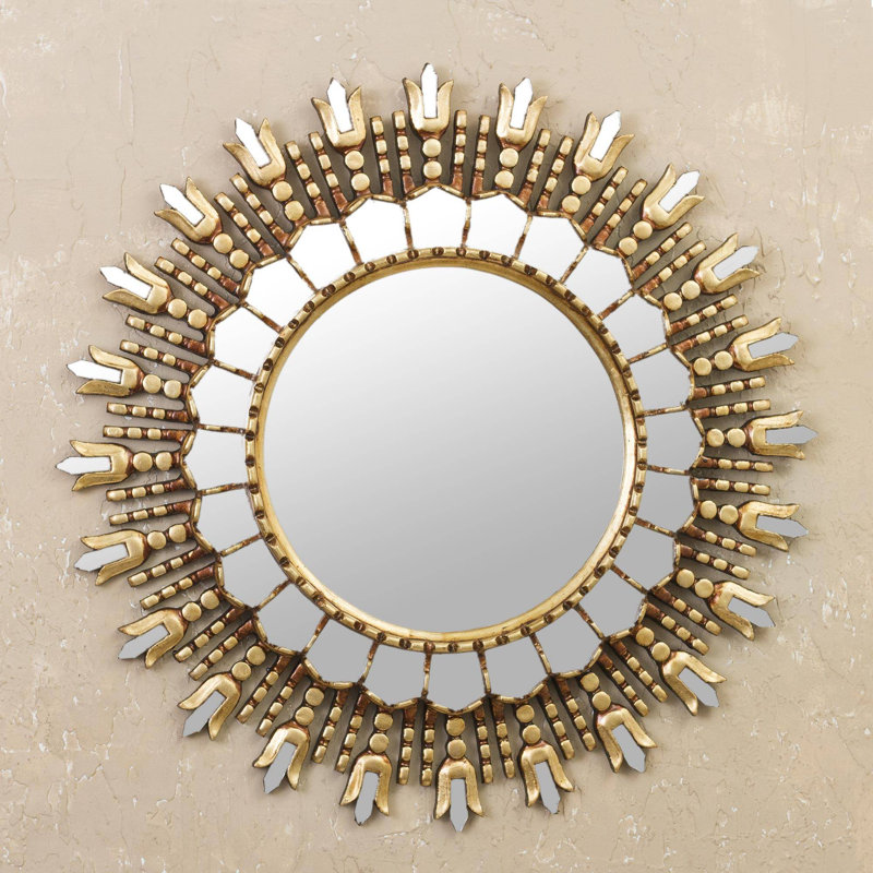 Andreas Solid Wood Convex Wall Mirror, 22.5'' x 22.5''