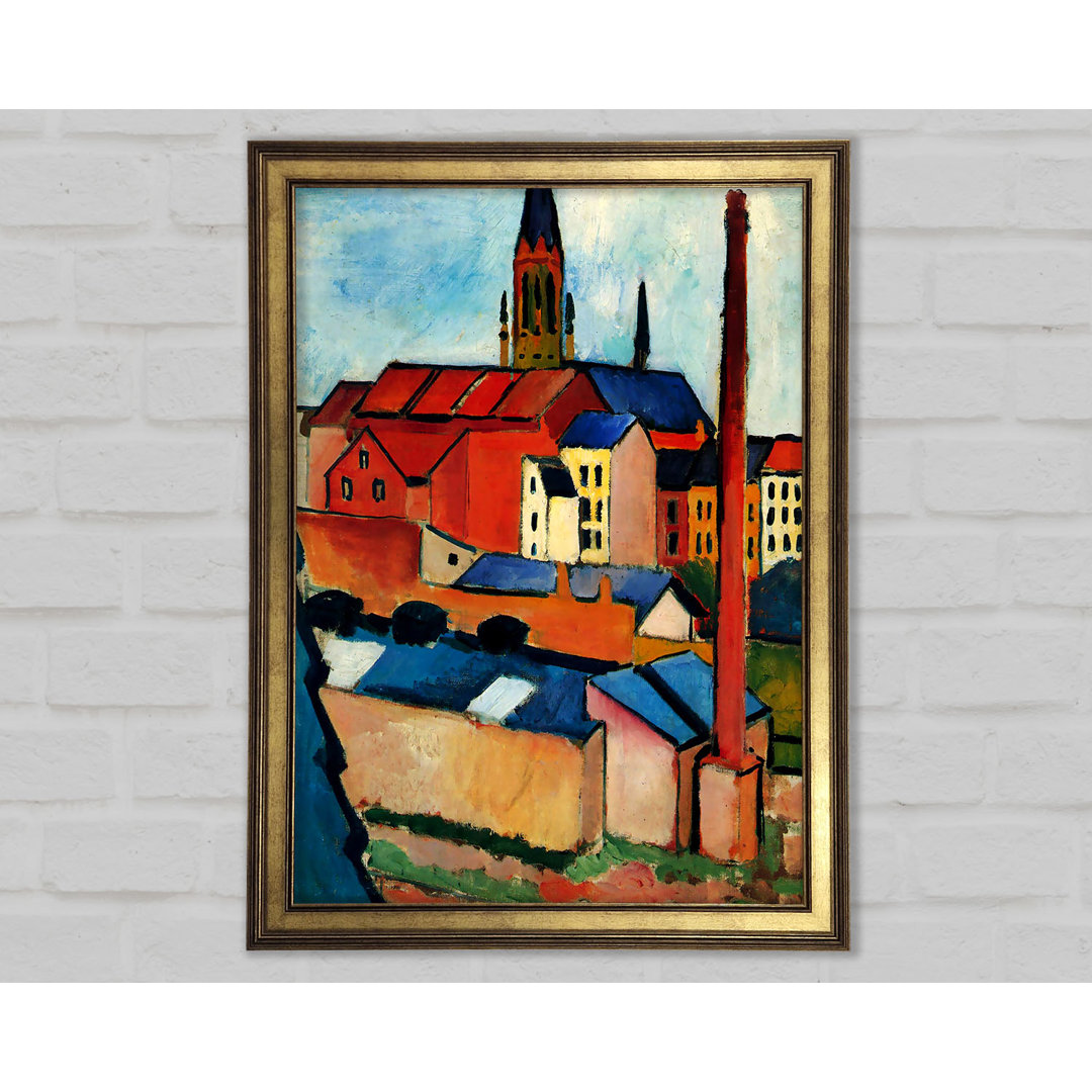 August Macke St. Marys Kirche mit Häusern und Schornstein - Druck