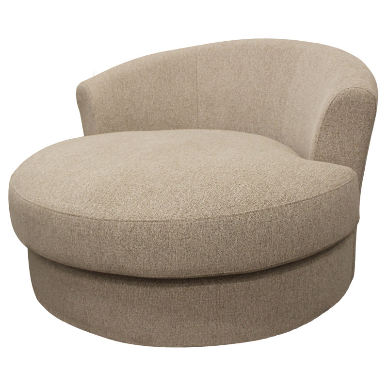 Fauteuil demi-tonneau pivotant en lin Duhaime