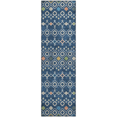 Premium Machine Washable Prisco Navy Rug