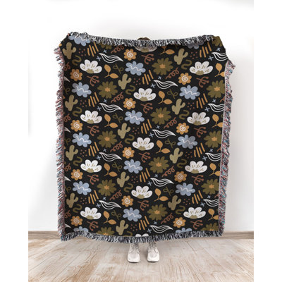 Bear Silhouette And Planets 100% Cotton Throw
