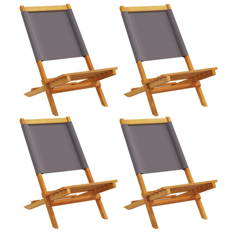 14-4 Polyester/Polyester Blend Garden Chair With Cushion Folding Chair Set, Anthracite