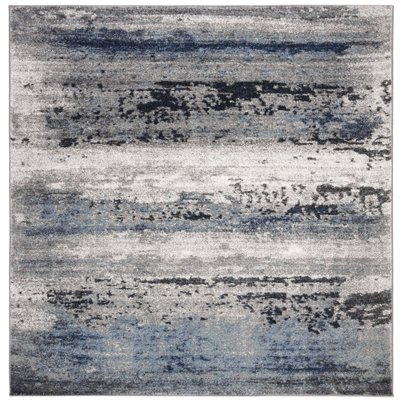Tapis abstrait Frieda Performance, Carré 5 pi 3 po