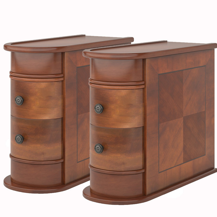 Belanna Solid Wood Floor Shelf 2 - Drawer End Table Set, (incomplete,missing box )