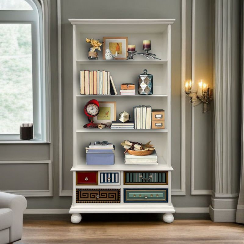 Vitrine en bois massif de style américain, Blanc