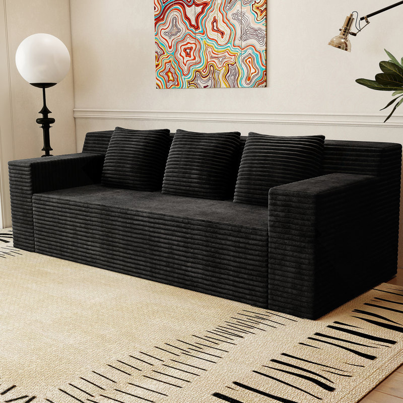 Ensemble de canapé modulaire en velours côtelé de 71 pouces avec sièges profonds, aucun assemblage requis pour le salon ou la chambre à coucher