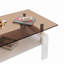 Table basse rectangulaire, plateau en verre trempé avec panneau de fibres à densité moyenne, table moderne pour le salon, verre brun-195054443-195054437