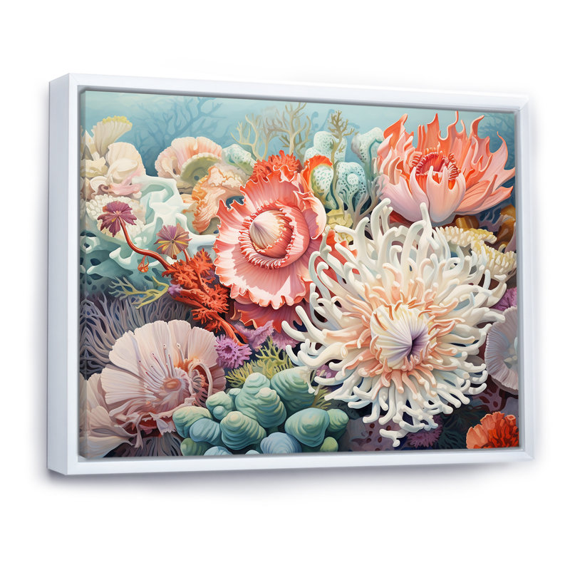 Marine Master Chef White Anemone, reproduction d'art sur toile, H 30 po x l 40 po, Cadre flottant blanc