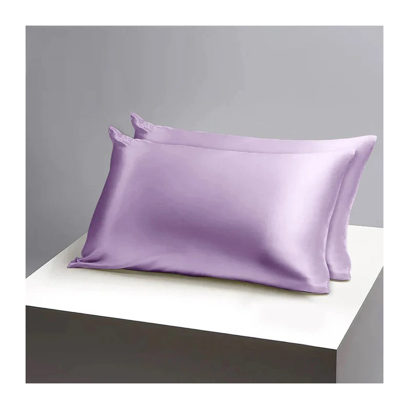 Easy Care Satin Pillow Covers (Set of 2) - Envelope Closure, Wrinkle-Free, Silky Satin Fabric, Lavender