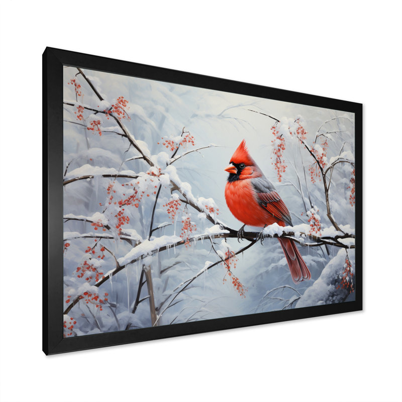 Canada, cardinal rouge, Winter Wonderland IV - impression, Cadre photo noir, H 12 po x l 20 po x P 1 po