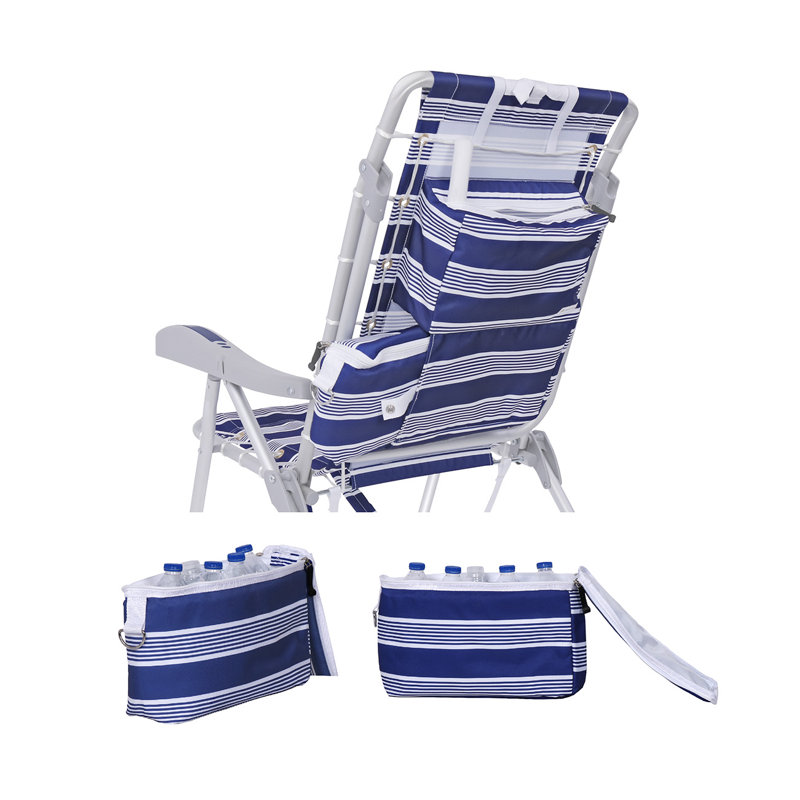 Ultimate Heavy Duty Aluminum Folding Backpack Beach Chair for Adults | Lay Flat, 5 Reclining Positions | Removable Insulated Cooler Pouch | 300 lbs Weight Capacity