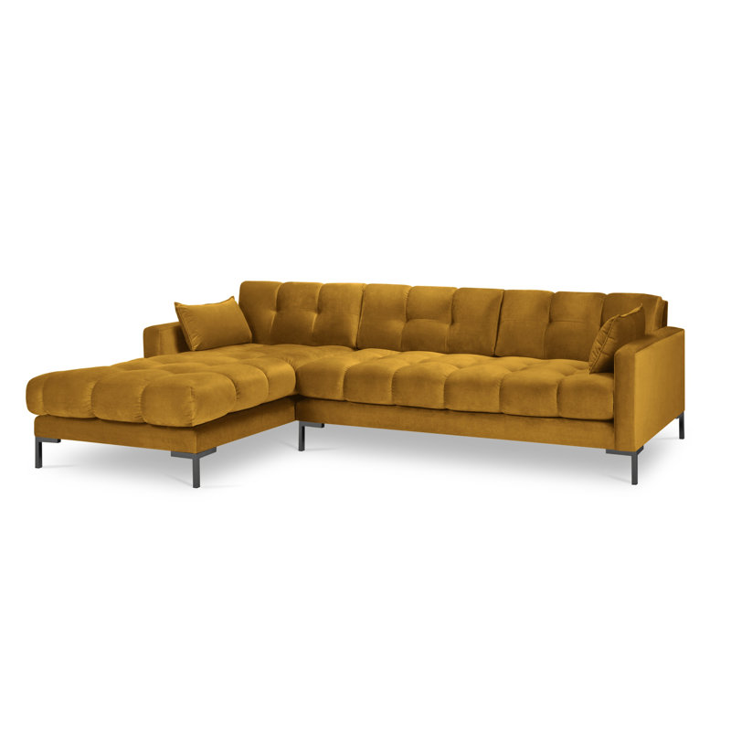 Adoraim 5 Seater Corner Sofa , Left Hand Facing, Yellow, Black