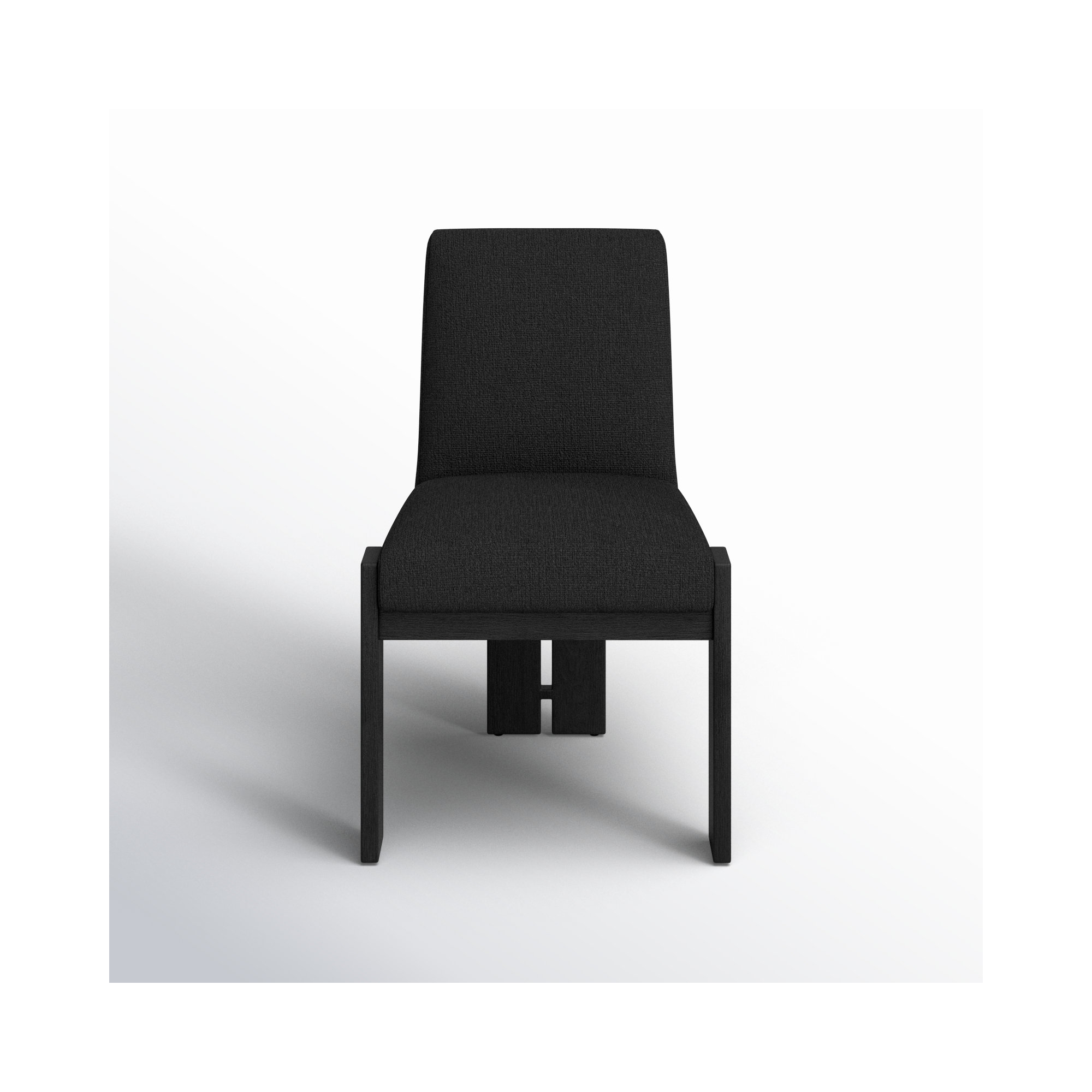 Asmund Solid Wood Upholstered Side Chair, Black, Black