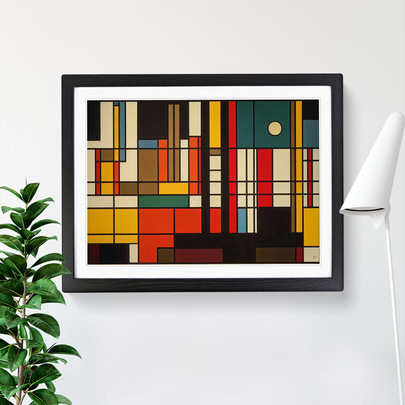 Bauhaus Modern Abstract - Single Picture Frame Print, 34cm H x 46cm W x 2cm D, Black