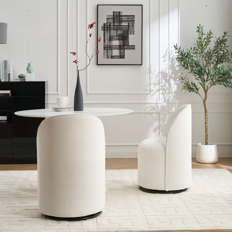 Chaise pivotante en velours 360 degrés, Crème, crème