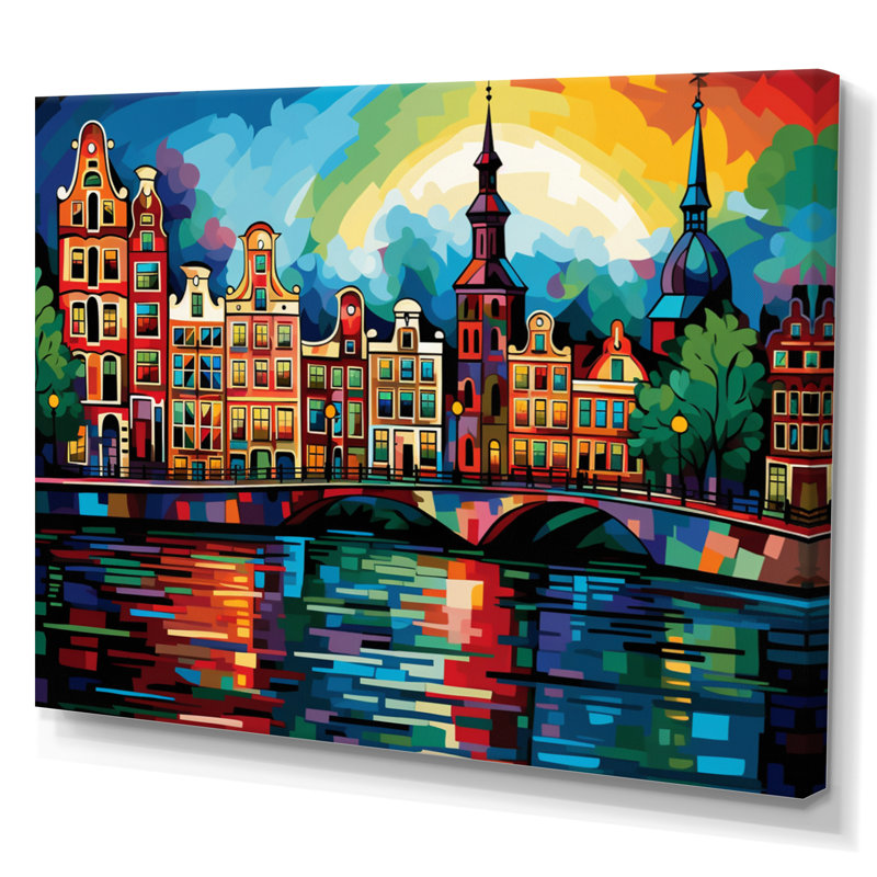 City Amsterdam Popart II sur impression sur toile, H 12 po x l 20 po x P 1 po, Toile tendue