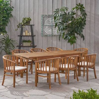 Aracely Outdoor Expandable 9 Piece Dining Set with Cushions by Laurel Foundry Modern Farmhouse