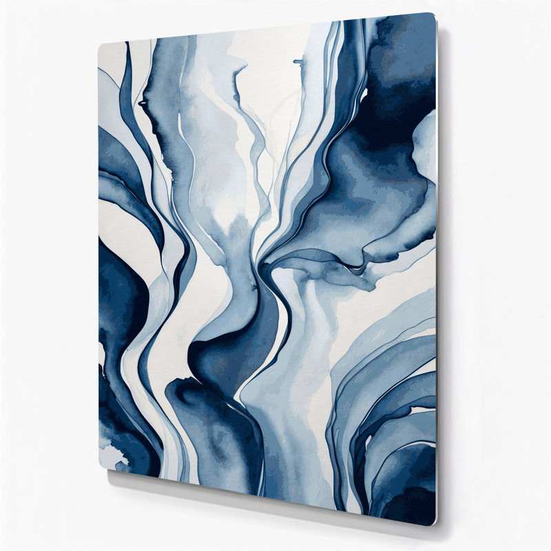 Aquarelle abstraite 41, art mural gris en métal