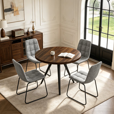 5-Piece Round Dining Table Set, 34.7" Modern Kitchen Table with Dining Chairs