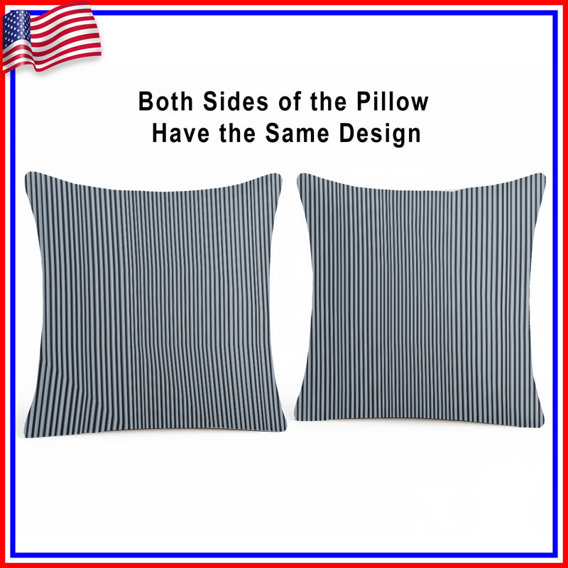 Coussins décoratifs à rayures verticales noires, 16 po x 16 po