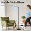 Lampe sur pied à arc avec abat-jour ajustable à rayures aquarelles bleues Lampe sur pied blanche à 3 températures de couleur à intensité variable avec interrupteur au pied pour chambre à coucher-1698606962