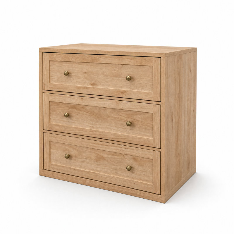 Table de chevet 3 tiroirs l 30 po, Ivoire blanc