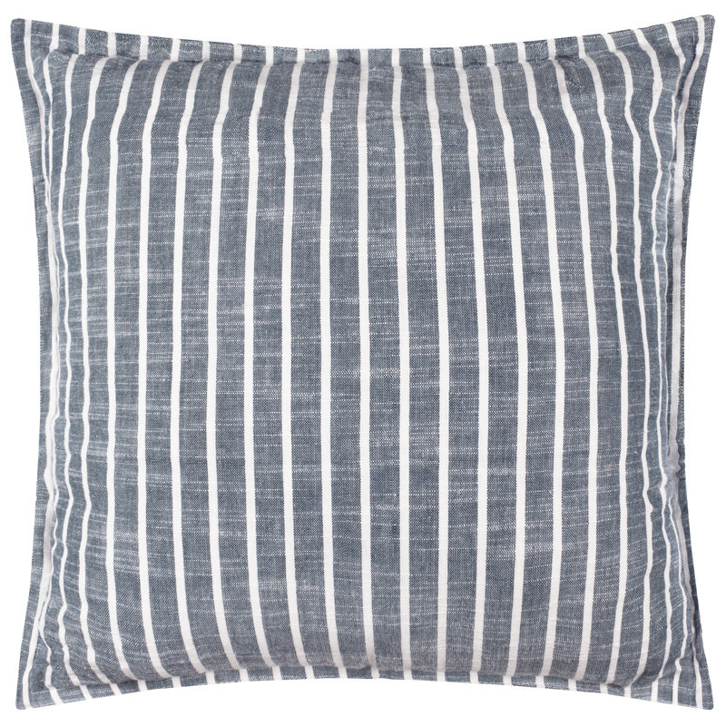 Hessle Indoor / Outdoor Striped Square Throw Pillow Cover, Blue