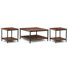 Skyler Solid Mango Industrial 34 Inch Wide Coffee Table With 2 22 Inch Wide End Tables In Dark Cognac Brown (Set Of 3)