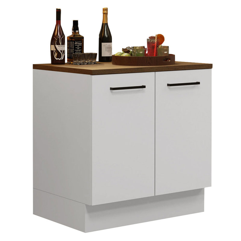 Latitude Run® Home Bar Cabinet Storage with 2 Doors and 2 shelves – Wooden Organization Unit for Kitchen, Dining Room – White