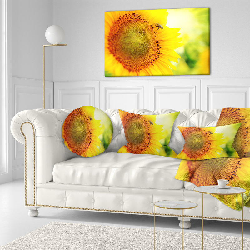 Coussin décoratif en fleur d’animal de tournesol sur le terrain