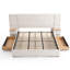 Lit plateforme moderne capitonné avec tête de lit capitonnée, tiroirs de rangement et tables de chevet indépendantes, King, velours crème-1345712471-1345712469