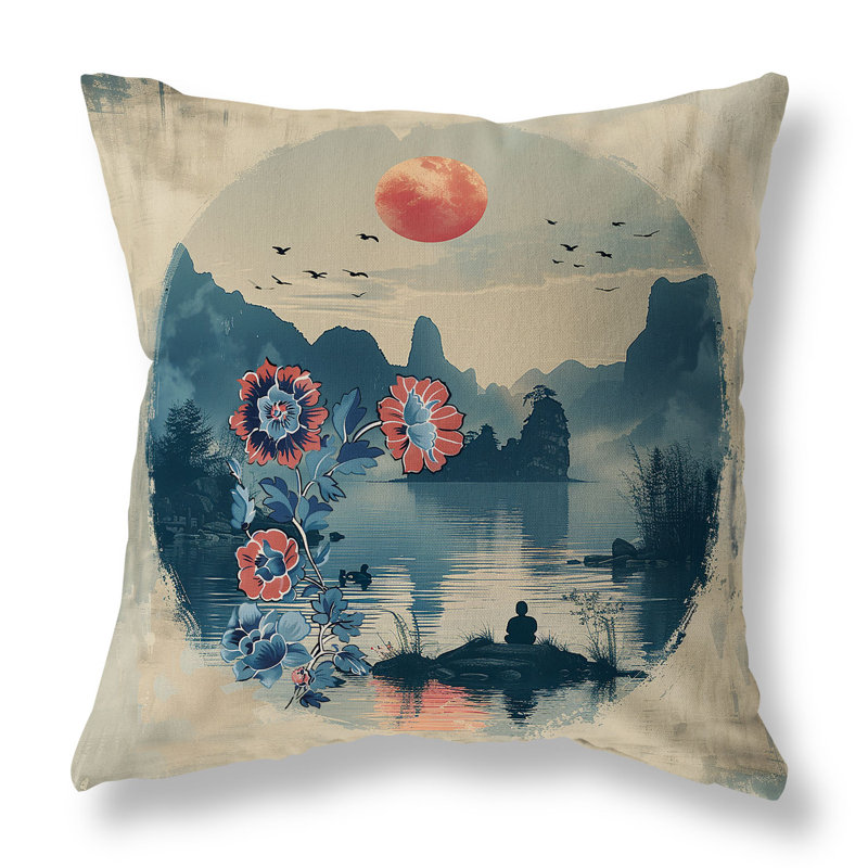 Mountain Stream Harmony Indoor/Outdoor Square Throw Pillow, 16"H x 16"W
