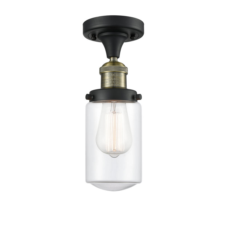 Plafonnier semi-encastré 4,5 po Saroyan, Ampoule DEL 6 watts Vinage, Transparent, Laiton antique noir