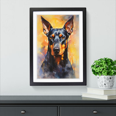 Doberman Contemporary - Single Picture Frame Print on Wood