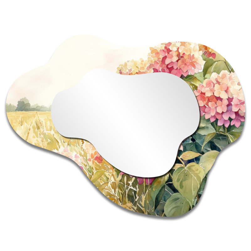 Countryside Hydrangeas In The Cornfield - Hydrangea Cloud Decorative Wall Mirror, Traditional Vanity Mirror, Printed on Metal