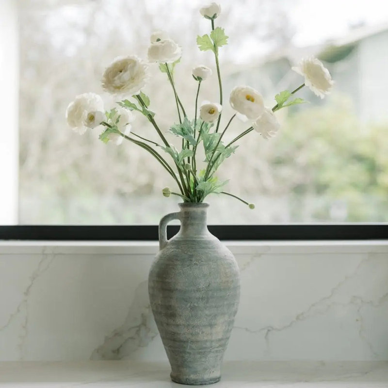 27" Artificial White Ranunculus Stems