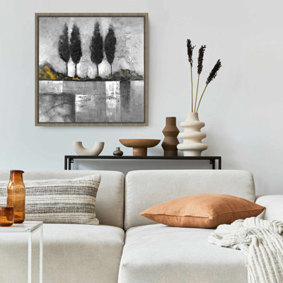 Paysage industriel en niveaux de gris | «Grey Trees», art mural sur toile