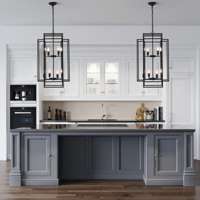 Adjustable Modern Iron Design For Versatile Spaces: Black Metal Chandelier For Living & Dining Rooms