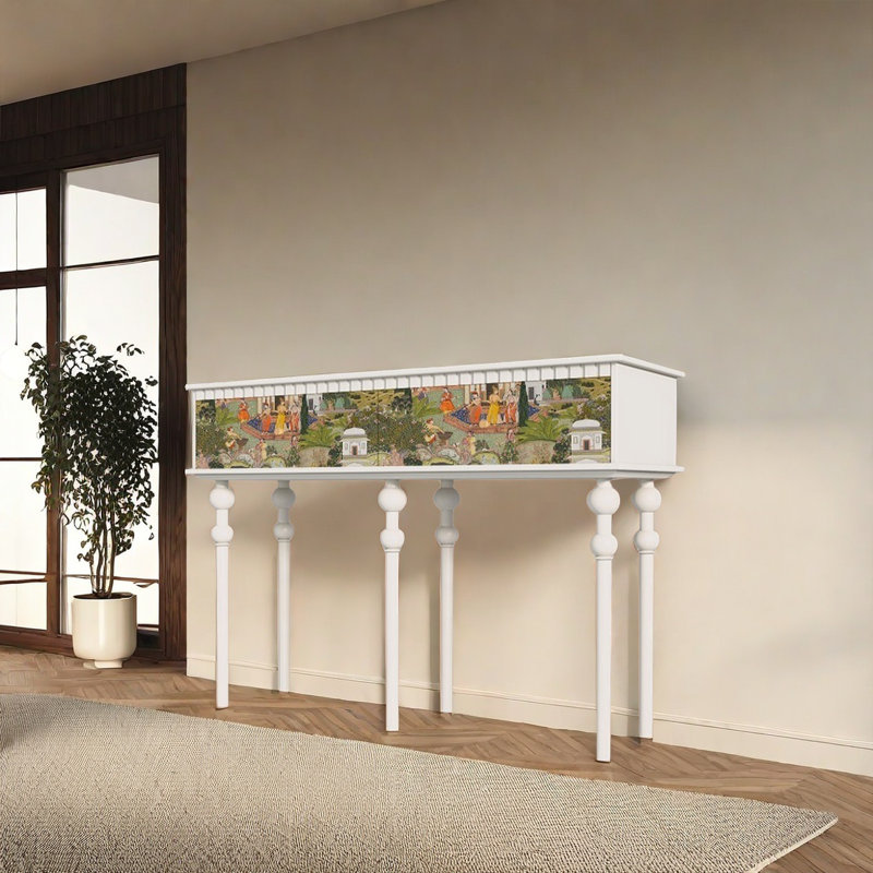 Console rétro multifonctionnelle élégante, Blanc