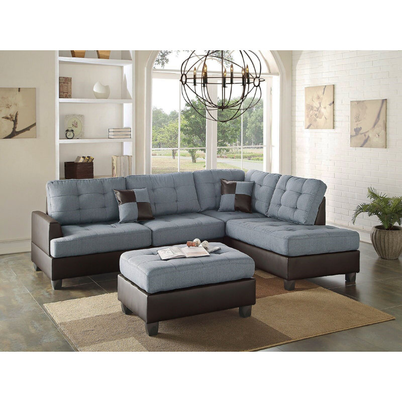 Canapé modulaire contemporain en polyfibre gris et lin