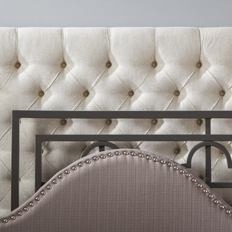 Kaster Upholstered Headboard, Queen, Heathered Beige Linen